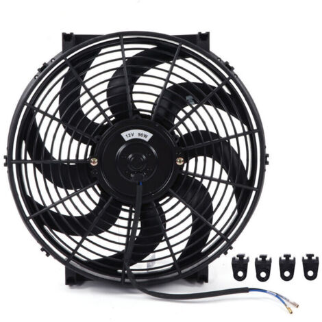 Jeffergarden Kit de montage de ventilateur de refroidissement de radiateur électrique universel 14 pouces 12V 90W ventilateur mince Push Pull
