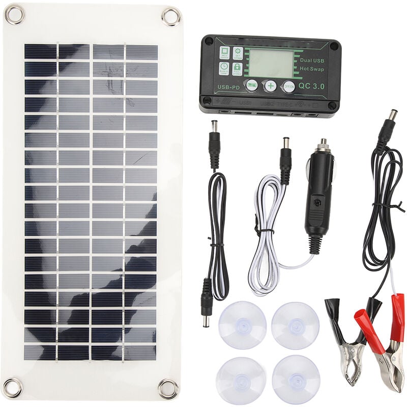 Kit de panneaux solaires pour camping-car, 30W, en polysilicium, panneau de chargeur de batterie pet avec contrleur de tension de Charge 50A, pour
