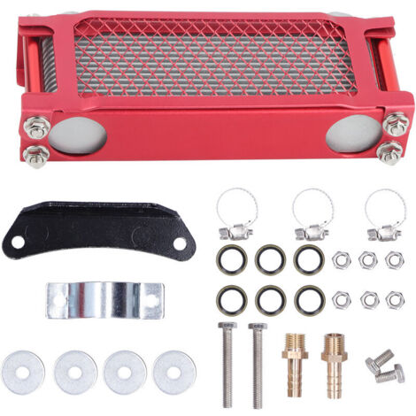 Jeffergarden Kit de refroidisseur d'huile moteur radiateur universel pour VTT moto tout-terrain 100CC‑250CC Kit de refroidisseur d'huile moteur de radiateur de moto en alliage d'aluminium universel po