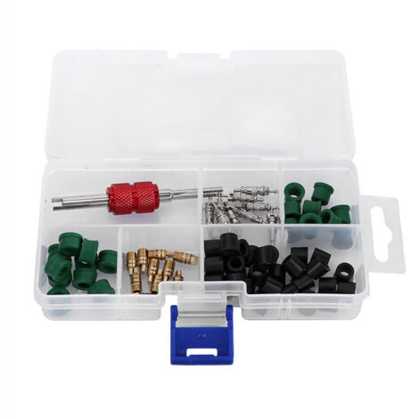 Jeffergarden Kit de réparation de climatisation (71 pièces) : 10 obus de valve, 50 joints de tuyau, 10 valves.