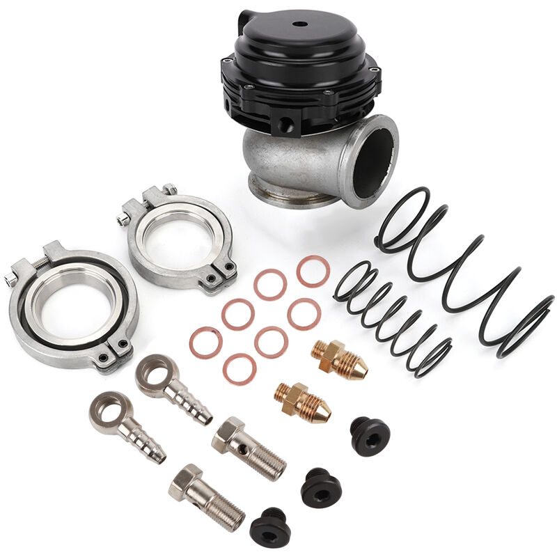 Jeffergarden - Kit de soupape d'échappement de turbocompresseur noir, Kit de soupape de décharge externe 1,7 pouces, accessoire universel modifié