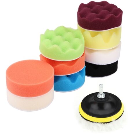 Jeffergarden Kit de tampons de polissage éponge 12 pièces 3 pouces pour polisseuse de voiture avec adaptateur