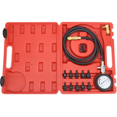 Jeffergarden Kit d'outils de test de pression d'huile moteur avec boîte à outils, adaptateur d'accouplement à 90° d'avertissement de faible pression