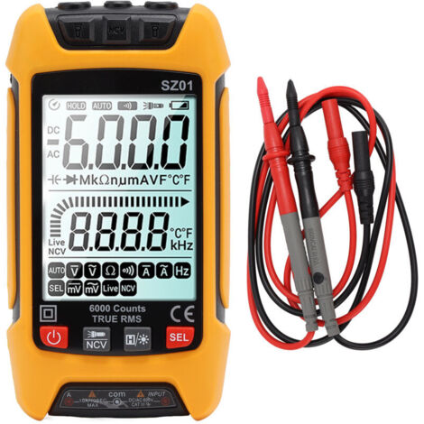 Jeffergarden Kit multimètre numérique Intelligent grand écran testeur automatique de prévention des incendies de haute précision Orange