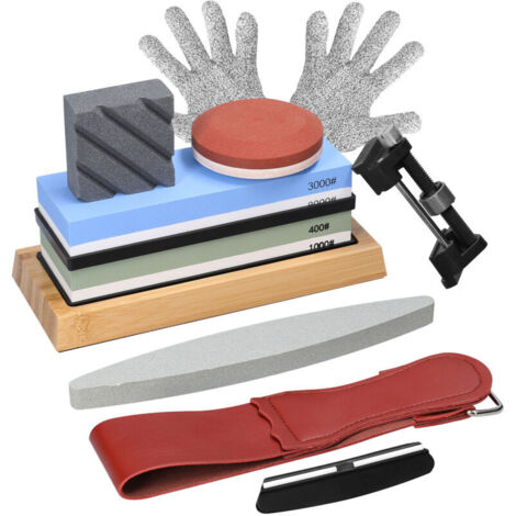 Jeffergarden ‌Kit pierre à aiguiser premium‌ 400-8000 grain - affûtage lames, base antidérapante, projet cuisine/bricolage