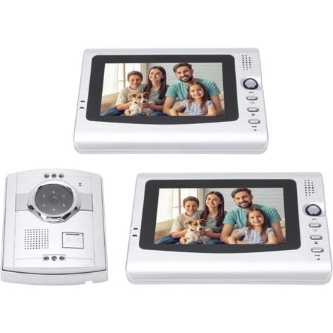 Jeffergarden Kit videocitofono cablato da 7 pollici Visione notturna Sistema citofono bidirezionale con campanello per appartamento Villa Spina AC100‑240V UE