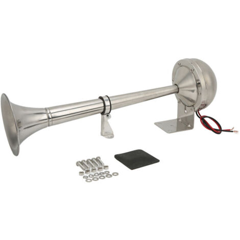 Jeffergarden Klaxon pneumatique universel à trompette unique puissante 328 dB 12 V 30 W VXH1112MAR‑C en acier inoxydable pour bateaux, camping-cars et yachts
