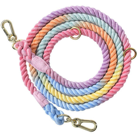 Jeffergarden Laisse pour Chien Tressée Double Tête – Design Artisanal avec Accessoires Dorés, pour Course et Entraînement (Couleur Macaron)
