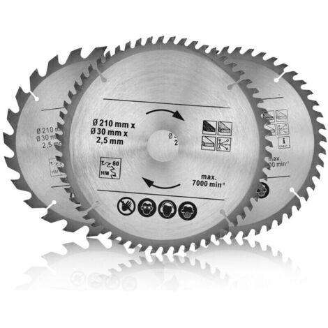 Jeffergarden Lame de scie circulaire 210 mm 24, 48 dents, 60 dents TCT ouverture 30 mm