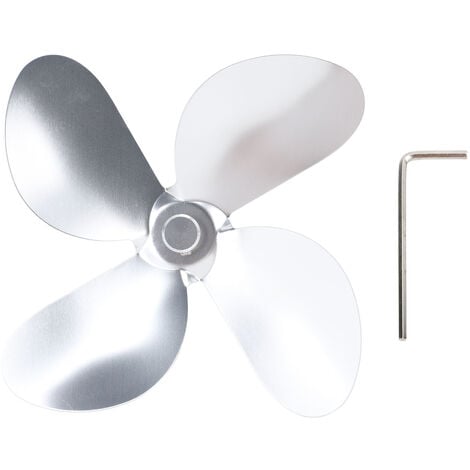 EOSNOW Jeffergarden Lame de ventilateur de poêle 4 lames de remplacement de lame de ventilateur de cheminée en alliage d'aluminium pour accessoires de ventilateur de poêle argent