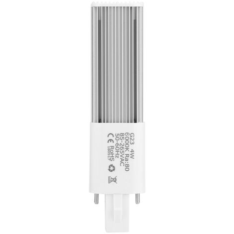 Jeffergarden Lampe compacte LED 4 W à 2 broches, ampoule à tube d'éclairage à économie d'énergie 85-265 V (blanc froid G23)