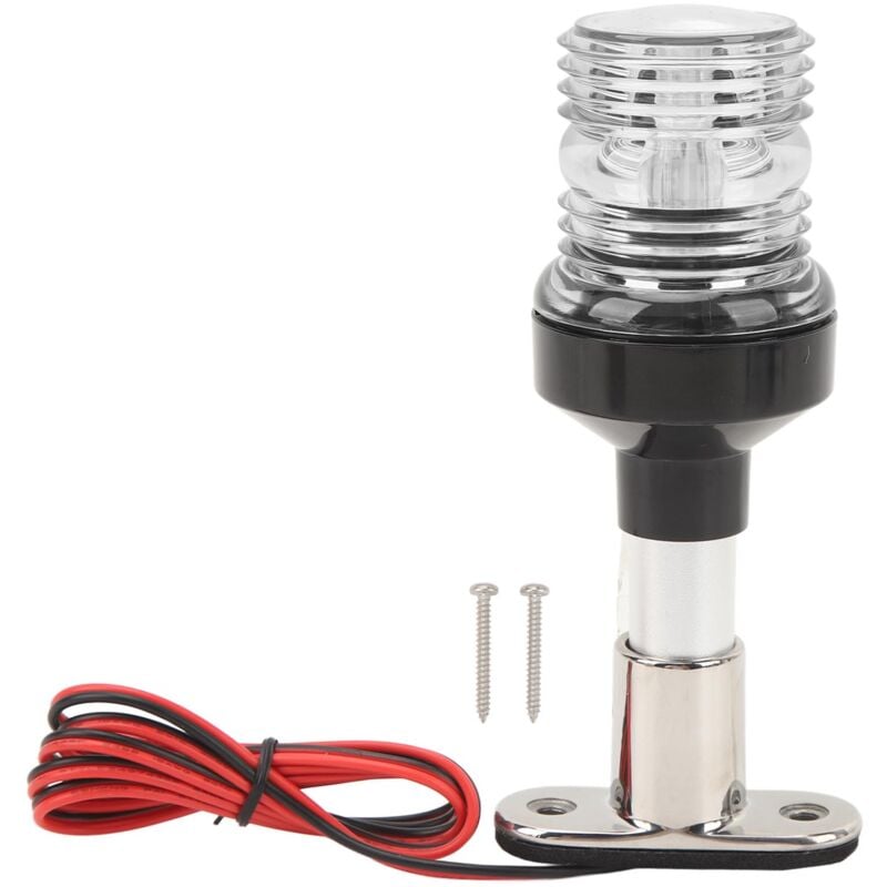 Jeffergarden - Lampe d'ancrage de bateau étanche, visibilité 2 nm, 6 pouces, lumière arrière ronde à 360 degrés avec base en acier inoxydable pour