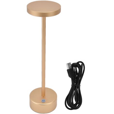 Jeffergarden Lampe de bureau LED étanche, USB, variateur tactile, lampe de Table avec 2 niveaux de réglage de la luminosité, pour la maison et le salon, doré