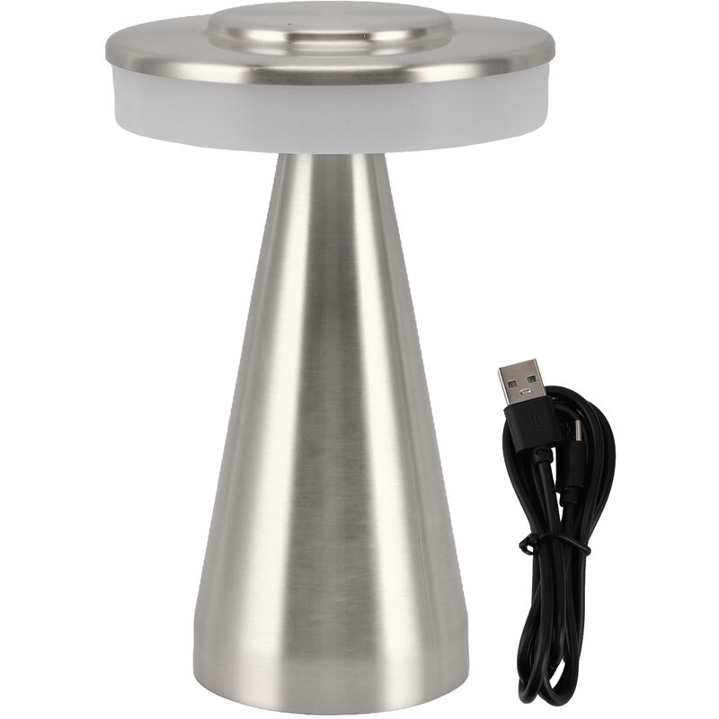Jeffergarden Lampe de chevet LED Portable, 3 couleurs de température, commande tactile supérieure, batterie Rechargeable, lampe de chevet, argent