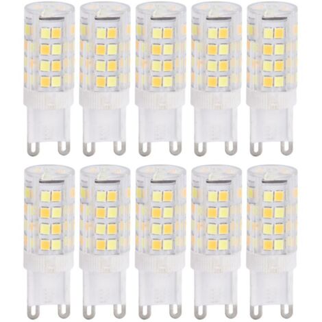 Jeffergarden Lampe LED G9 220V, 10 pièces, ampoule LED en céramique à intensité variable, lampe de remplacement halogène pour lustre G9 5W 52LED
