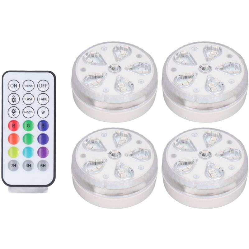 Jeffergarden 4 pièces LED lumières de piscine RGB IP68 étanche remplaçable synchronisation RF RC lampe de piscine pour piscine extérieure