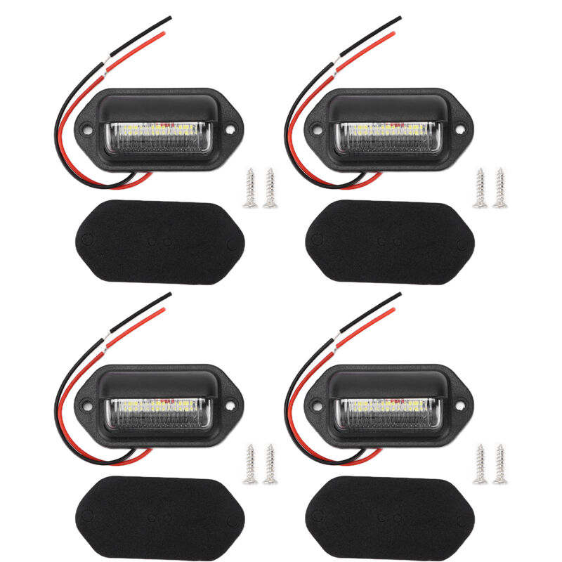 Lampes de plaque d'immatriculation 12V 6LED, 4 pièces, lumière blanche haute luminosité, étanche pour voiture - Jeffergarden
