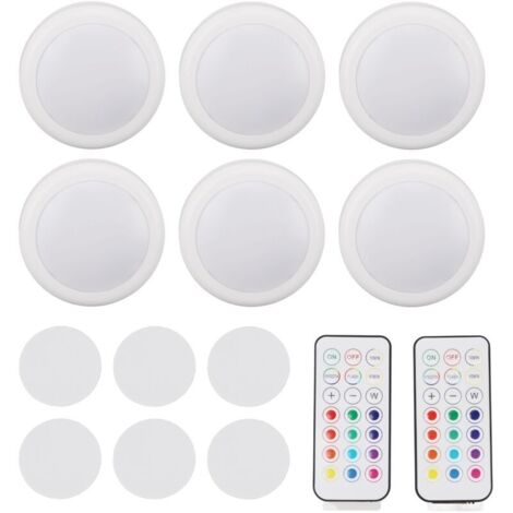 Jeffergarden Lampes rondes 13 couleurs, 2 modes de contrôle, lumière chaude, fonctionne sur piles, poussoir avec télécommande pour cuisine et placard