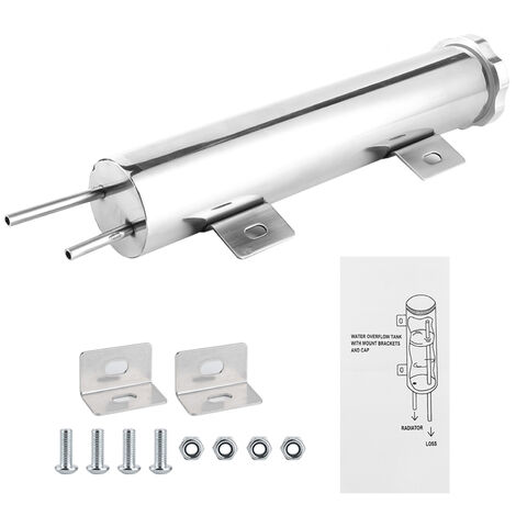 Jeffergarden Le réservoir de débordement de 2 x 10 pouces peut le radiateur de liquide de refroidissement en acier inoxydable poli 14 oz adapté au moteur GM