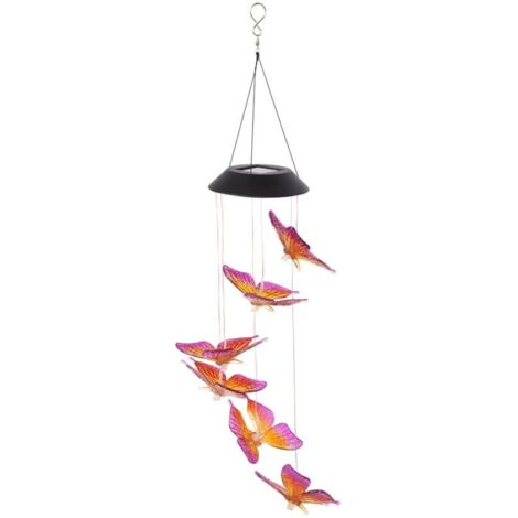 Jeffergarden LED solaire coloré changeant carillons éoliens lumière nuit lampe suspendue pour Patio jardin violet et jaune