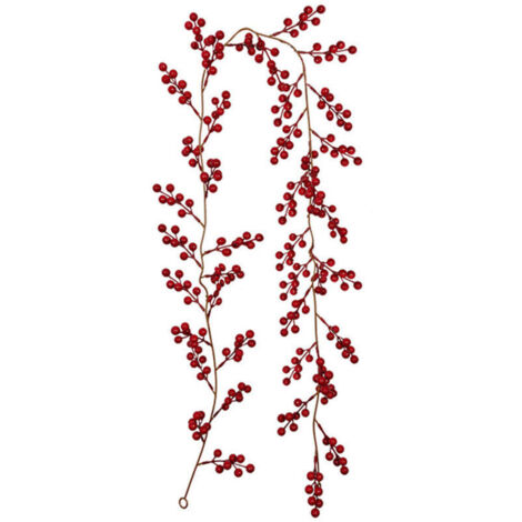 Jeffergarden (Lot de 1) Décoration de sapin de Noël artificiel en rotin, suspension murale INS avec fruits rouges, fruits porte-bonheur, imitation de baies de Noël en rotin