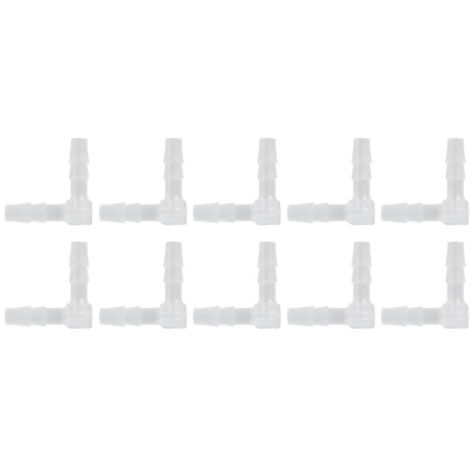 Jeffergarden Lot de 10 coudes à 90° pour tuyau d'arrosage, raccords cannelés en plastique, adaptateurs à embouts cannelés égaux en forme de L pour aquarium, 4 mm
