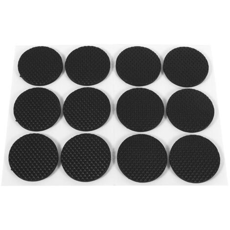 Jeffergarden Lot de 12 patins de protection ronds en caoutchouc auto-adhésifs noirs pour meubles (canapé, table, chaise)