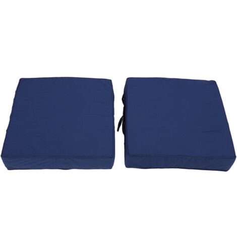 Jeffergarden Lot de 2 coussins de chaise de patio 48 x 48 x 10 cm, siège d'extérieur pour meubles de jardin, canapé, avec sangles de poignée, housse lavable carrée, bleu marine