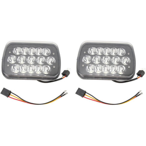 Jeffergarden Lot de 2 phares LED 7 pouces 45 W (gauche et droite) avec câblage pour Wrangler, Comanche et Cherokee (DC12V, noir)