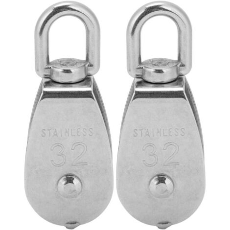 Jeffergarden Lot de 2 poulies simples en acier inoxydable pour câble de levage et remorquage, avec câble suspendu et roue.