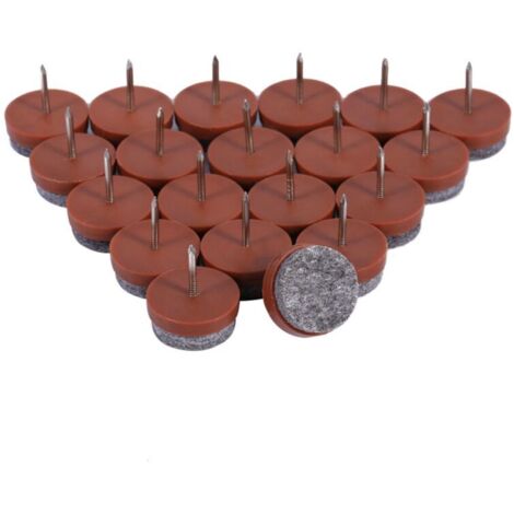 Jeffergarden Lot de 20 patins en feutre antidérapants pour pieds de meubles (tables, chaises, etc.), marron, 24 mm.