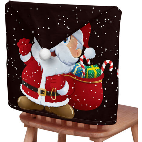 Jeffergarden Lot de 4 housses de chaise décoratives de Noël, housse de dossier courte en peluche, imprimée recto verso, cadeau idéal pour les personnes âgées, dimensions : 50 x 65 cm.