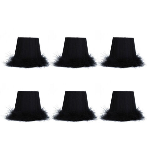Jeffergarden Lot de 6 abat-jour en tissu avec bordure en plumes pour suspension, accessoires de décoration lumineuse pour lustre.