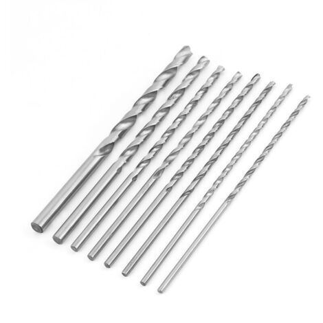 Jeffergarden Lot de 8 forets hélicoïdaux extra longs à tige droite en acier rapide de 4 à 10 mm pour le bois