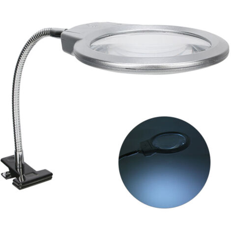 Jeffergarden Loupe de lecture LED à pince en plastique ABS, grossissement 2,25x/5x.