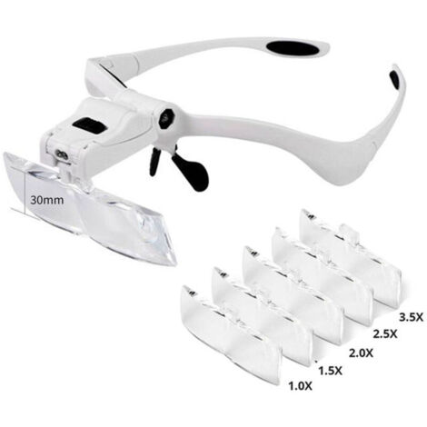 Jeffergarden Loupe frontale avec éclairage LED, 5 grossissements, portable, extensible, grossissante jusqu'à 3,5x