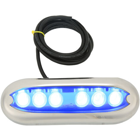 Jeffergarden Lumière sous-marine pour bateau 12V à 24V, 6 perles de lampe LED, étanchéité IP68, forte étanchéité pour navires, Yachts, bateaux à moteur, lumière bleue/9.5W