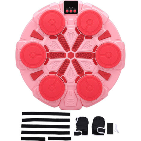Jeffergarden ‌Machine de Boxe Musicale Intelligente Murale‌ - 5 Vitesses, Modes de Rythme Amusants, Cible de Frappe Électronique Bluetooth avec Lumières LED pour la Maison (Édition Rose)