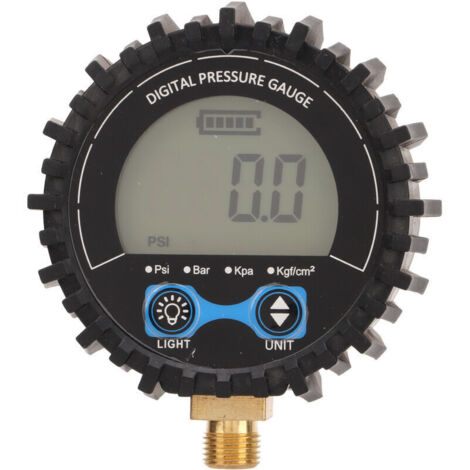 Jeffergarden Manomètre numérique pour pneus avec écran LCD, quatre cellules, 3 à 200 PSI, testeur de gonflage, filetage M11x1, rétroéclairage bleu