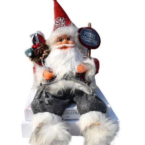 Jeffergarden Marionnette Père Noël Assis, Décoration de Vitrine de Noël, Matériau en Tissu, Idéal pour Les Fêtes de Noël et la Décoration Intérieure, Hauteur 57 Cm, Poids 325 G (2)