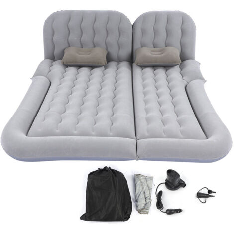 Jeffergarden Matelas de voyage gonflable multifonction 2 en 1, coussin de repos doux en PVC floqué pour voiture SUVGray