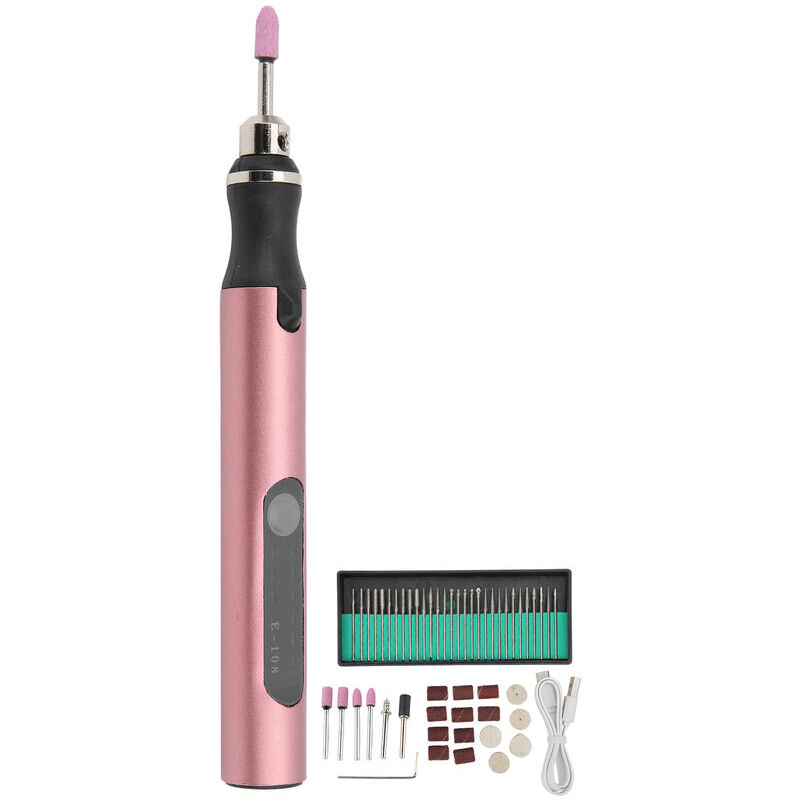 SNQ - Jeffergarden Micro graveur électrique stylo Mini bricolage Vibro gravure trousse à outils accessoires de retrait d'ongles or rose