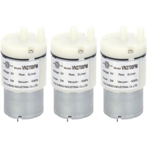 Jeffergarden Micro pompe à membrane, 3 pièces, Mini moteur à eau et Air sous vide pour aquarium, DC 6V (VN2708PM)