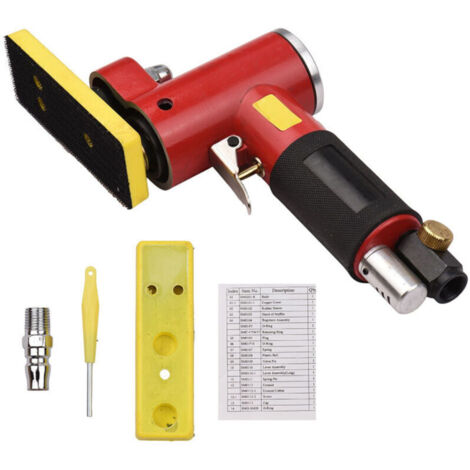 Jeffergarden Mini ponceuse pneumatique linéaire avec 2 patins de ponçage, polisseuse pneumatique orbitale aléatoire pour carrosserie, meubles, bois et surfaces métalliques.