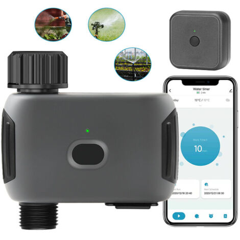 Jeffergarden ‌Minuterie d'Arrosage Intelligente WiFi – 1 Sortie, Système Irrigation Automatique avec App Contrôle/Retard Pluie/Programmable pour Tuyau Jardin‌