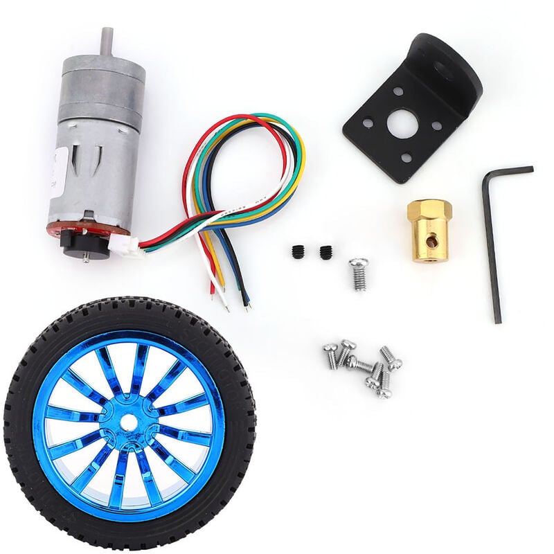 Jeffergarden - Moteur à engrenages encodeur diy avec support de montage, kit de roues de 65 mm pour robot de voiture intelligent DC12 v (200 tr/min)