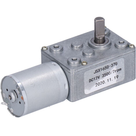 Jeffergarden Moteur CC JSX1650‑370, réducteur à vis sans fin électrique pour ouvre-portes et treuils miniatures, 12 V CC, 2 tr/min