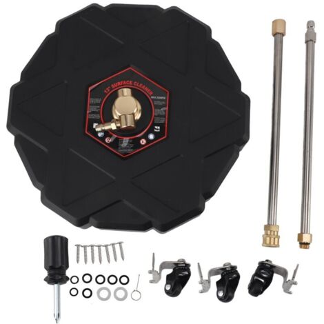 Jeffergarden Nettoyer de surface de pression 13 pouces 2500PSI 1/4 pouce Plug rapide avec rouleaux d'extension de roues pour la route du patio de garage