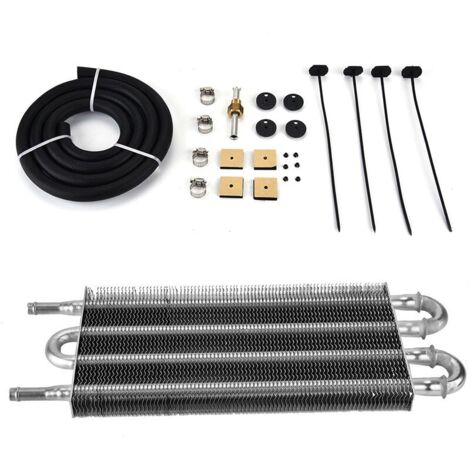 Jeffergarden Oil Radiator Kit, 4-Row Car Remote Transmission Oil Radiator Kit, Auto-Manual Radiator Converter