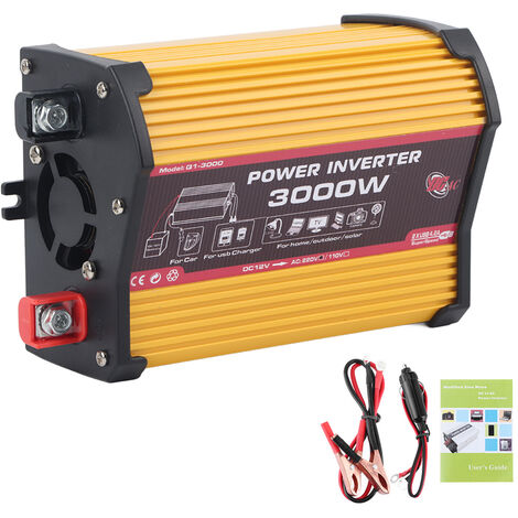 Jeffergarden Onduleur de voiture double USB 300W convertisseur de puissance automatique adaptateur à onde sinusodale modifiée 12V à 220V